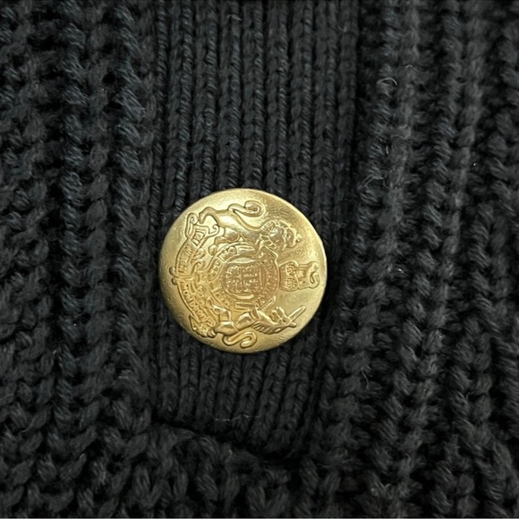 J. CREW FACTORY Preppy Nautical w/ Gold Button Sweater in Black/White Size Large - Picture 12 of 13